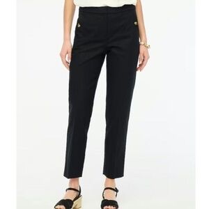 NWT J. CREW Factory Linen Cotton Blend Elastic Back Sailor Ankle Pants Black 12